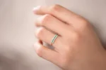 925 Silver Baguette Emerald and Diamonds Ring - Image 3