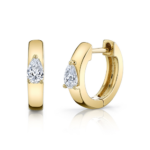 925 Silver Pear Diamond Huggies - Image 3