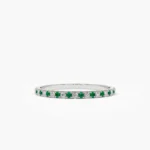 925 Silver Emerald and Diamond Eternity Ring - Image 4