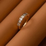 925 Silver Emerald Cut Diamond Wedding Band