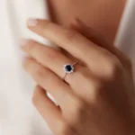 925 Silver Sapphire & Diamond Engagement Ring