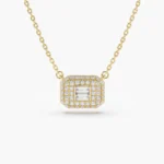 925 Silver Baguette & Diamond Diamond Necklace - Image 4