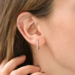 925 Silver Baguette And Round Diamond Earrings - Image 4