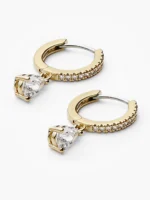 925 Silver Elise Pear Diamond Hoops - Image 4