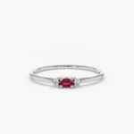 925 Silver Oval Ruby Sliver Ring - Image 6