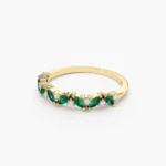 925 Silver Emerald and Round Diamond Ring - Image 5