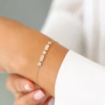 925 Silver Baguette and Round Diamond Bracelet