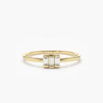 925 Silver Baguette Trio Diamond Ring