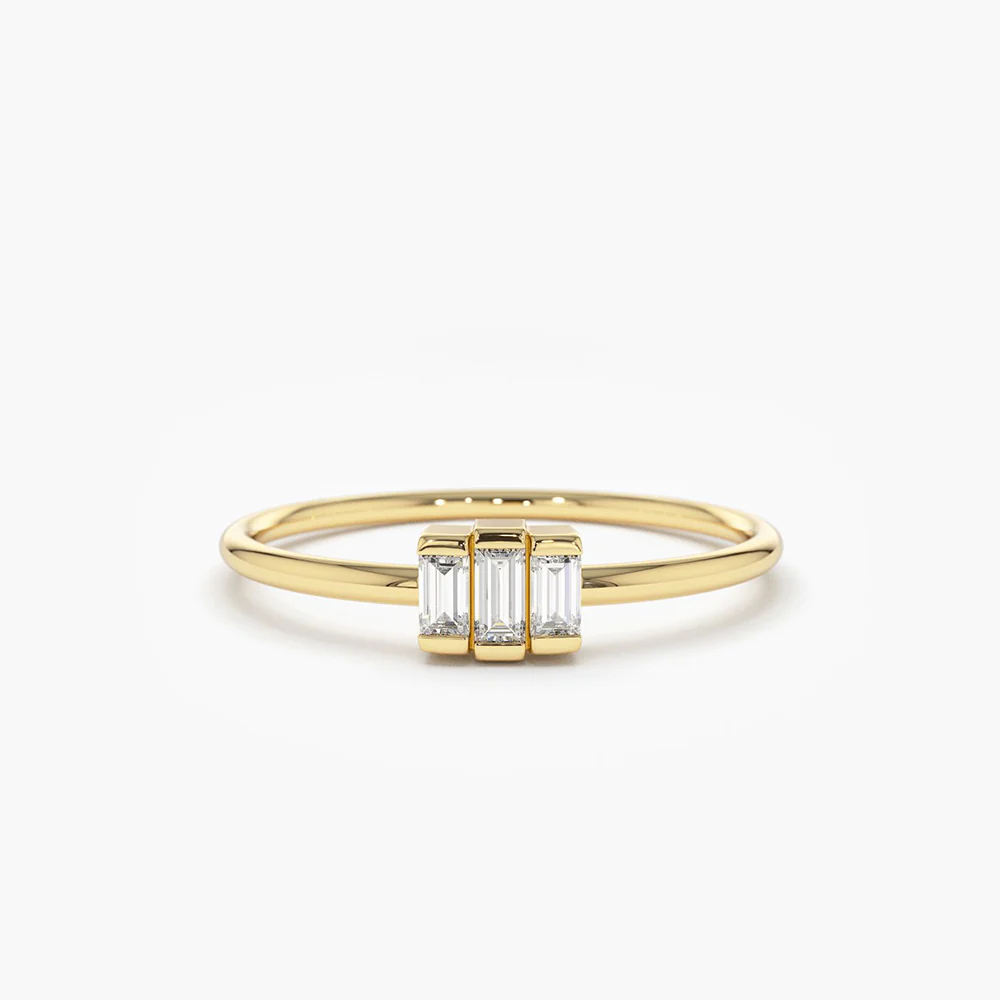 400548_ba312e6861b742b9bf2e9c2fa46f48a3mv2.webp 925 Silver Baguette Trio Diamond Ring - Image 1