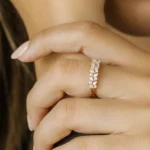 925 Silver Two Row Marquise & Round Diamond Ring - Image 6