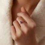 925 Silver Amethyst and Diamond 3 Stone Ring - Image 2