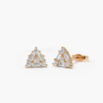 925 Silver Round & Baguette Diamond Studs - Image 4