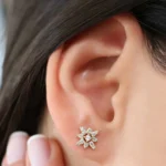 925 Silver Compass Star Diamond Earrings