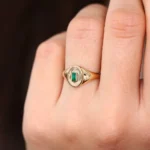 925 Silver Baguette Emerald Signet Ring - Image 4