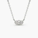 925 SilverArt Deco Trio Diamond Necklace - Image 4