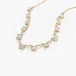 925 Silver Illusion Setting Baguette & Diamond Statement Necklace - Image 5