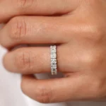 925 Silver Emerald Diamond Wedding Band - Image 2