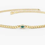 925 Silver Curb Link Emerald Bracelet - Image 2