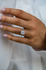 925 Silver 3.25Ct Radiant Cut Diamond Engagement Ring - Image 3