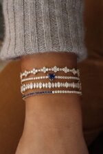 925 Silver Diamond and Blue Sapphire Tennis Bracelet - Image 2