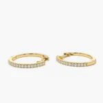 925 Silver Medium Diamond Hoop Earrings - Image 4