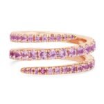 925 Silver Pink Sapphire Pinky Coil Ring