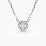 925 Silver Diamond Halo Necklace - Image 4