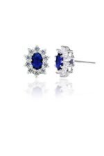 925 Silver Oval Cut Sapphire Studs - Image 2
