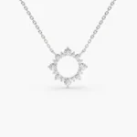 925 Silver Diamond Sun Circle Necklace - Image 7