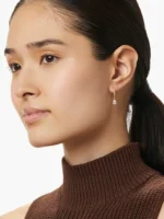 925 Silver Elise Pear Diamond Hoops - Image 3