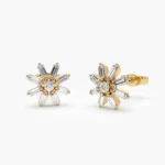 925 Silver Baguette Diamond Stud Earrings