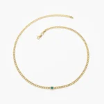 925 Silver Curb Link Emerald Bracelet - Image 3