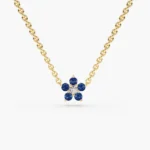 925 Silver Diamond Flower Charm Necklace - Image 5