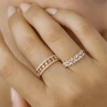 925 Silver Two Row Marquise & Round Diamond Ring - Image 2