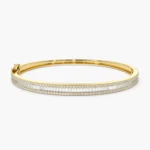 925 Silver Baguette and Round Diamond Bangle