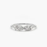 925 Silver  Baguette and Round Diamond Ring - Image 2