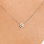 925 Silver Diamond Halo Necklace - Image 3
