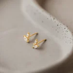 925 Silver Flora Diamond Stud Earrings - Image 2
