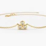 925 Silver Triangle Trio Dainty Diamond Bracelet - Image 2