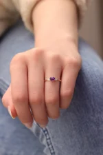 925 Silver Purple Stone Engagement Ring