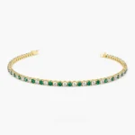 925 Silver Diamond and Emerald Tennis  Bracelet - Image 7