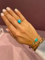 925 Silver Havana Turquoise Link Ring