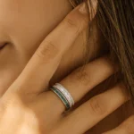 925 Silver Baguette Diamond Anniversary Ring - Image 2