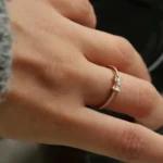 925 Silver Baguette and Round Diamond Bow Ring