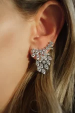 925 Silver Diamond Jacket Earrings