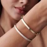 925 Silver Baguettes & Round Bangle  Bracelet - Image 6