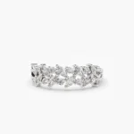 925 Silver Two Row Marquise & Round Diamond Ring - Image 8