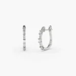 925 Silver Baguette And Round Diamond Earrings - Image 3