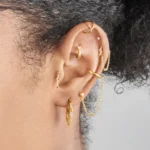 925 Silver Chained CZ Stud X Slim Cuff - Image 3