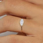 925 Silver Step Cut Baguette Diamond Ring - Image 2